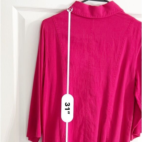 Soft surroundings button up tunic in fuchsia w/ mother of pearl buttons.like new - Picture 7 of 8